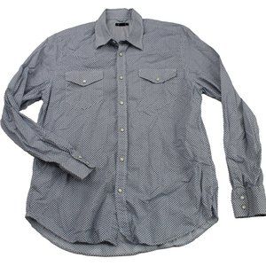 Express Mens Blue Floral Pearl Snap Long Sleeve Button-Down Shirt 16-16.5 L